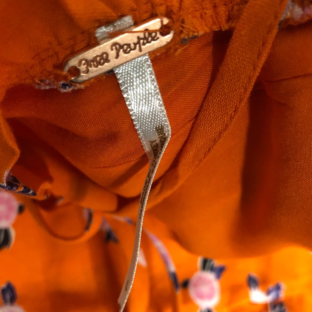 Free People Like A Lady Orange Mini Floral Dress NWT Size LARGE - Picture 9 of 10